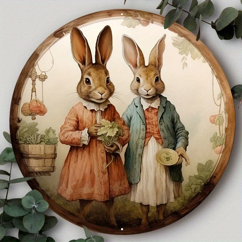 

Aluminum Metal Sign, Easter, Valentine's Day Wall Decoration, Bunny, Couple, Rustic Decoration, Vintage Art Sign, Funny Bar Sign