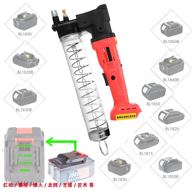 Portable Li-ion Battery Electric Grease Gun Oiling Machine Lube Refueller For Makita 18V Lomvum Zhipu Hongsong Li-ion Battery