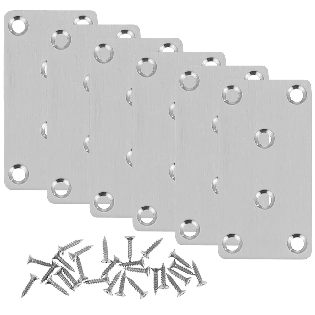 

6PCS Stainless Steel Angle Iron 78x41mm 2.0mm Thick Furniture Brackets Mending Plates Repair Fixing Connection Screws Wood Metal
