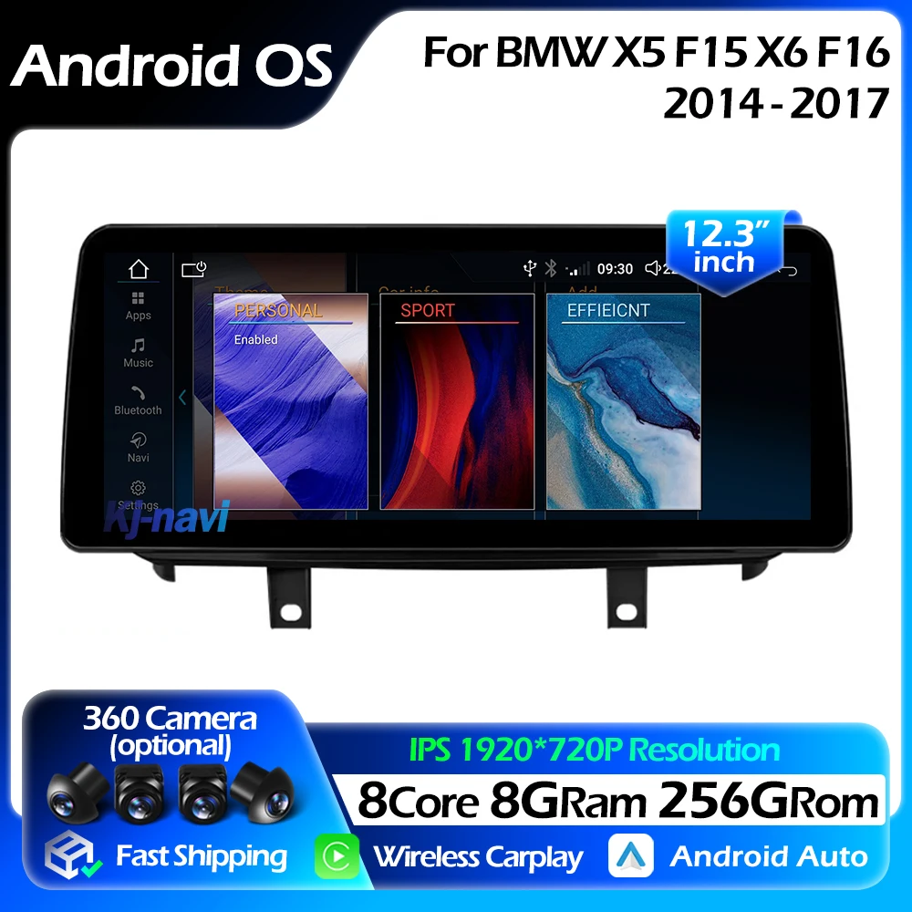 

12.3 inch Wireless Carplay Auto Android 14 For BMW X5 F15 X6 F16 2014-2017 NBT System GPS Navigation 4G Radio Player BT 5GWifi