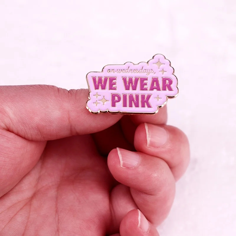 On Wednesdays We Wear Pink Enamel Pin Mean Girls Brooch Badge BFF Jewelry Gifts view 4