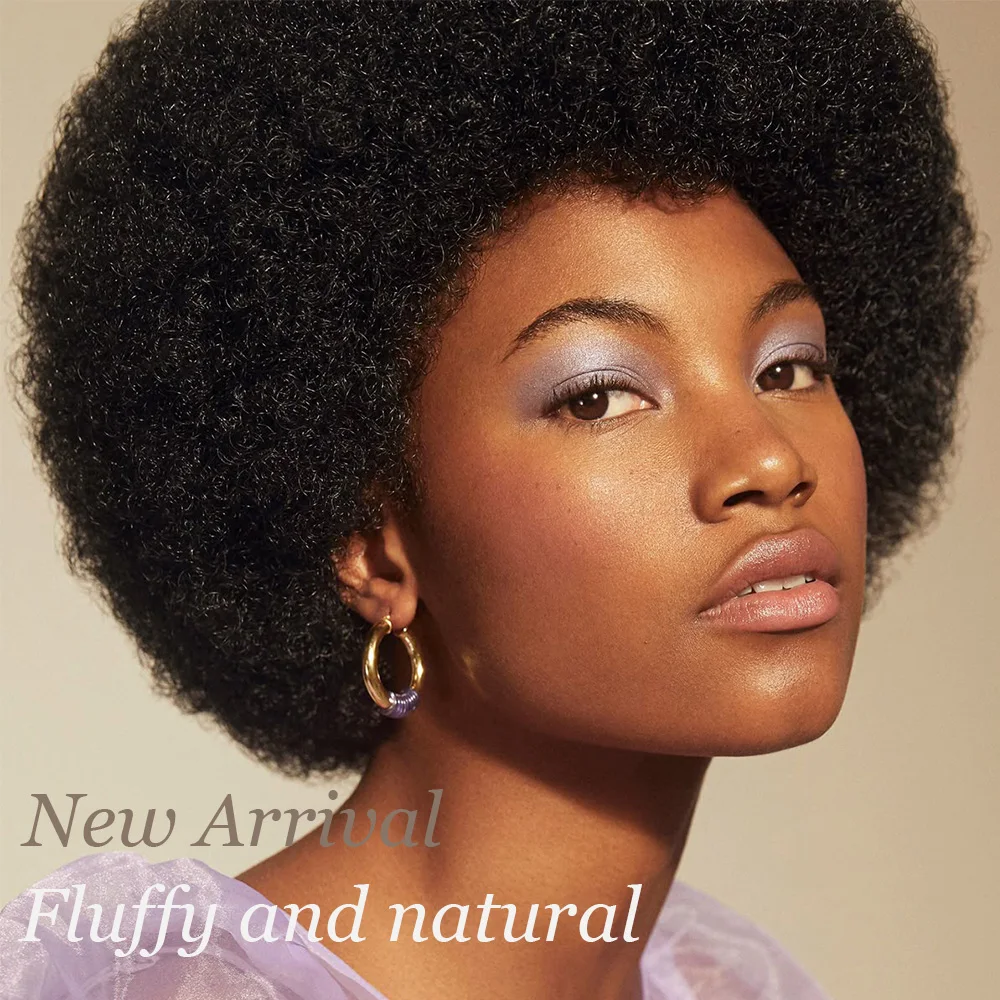 الشعر القصير الأفريقي المتفجرة رئيس نوع نمط 6 بوصة طويلة آلة الشعر البشري الكامل صنع غطاء الشعر مناسبة للارتداء اليومي #1