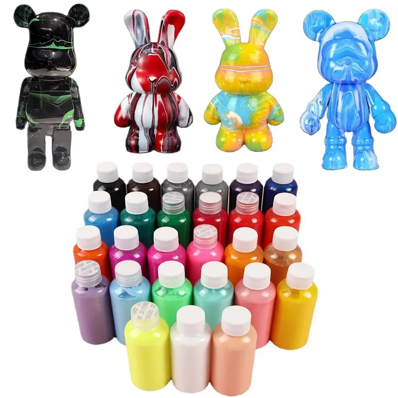 conjunto fluido de pintura violento urso modelo faca voce mesmo infantil boneca esmaltada tinta acrilica colorida ornamentos decorativos para mesa 22 cm 23 cm 27cm 01