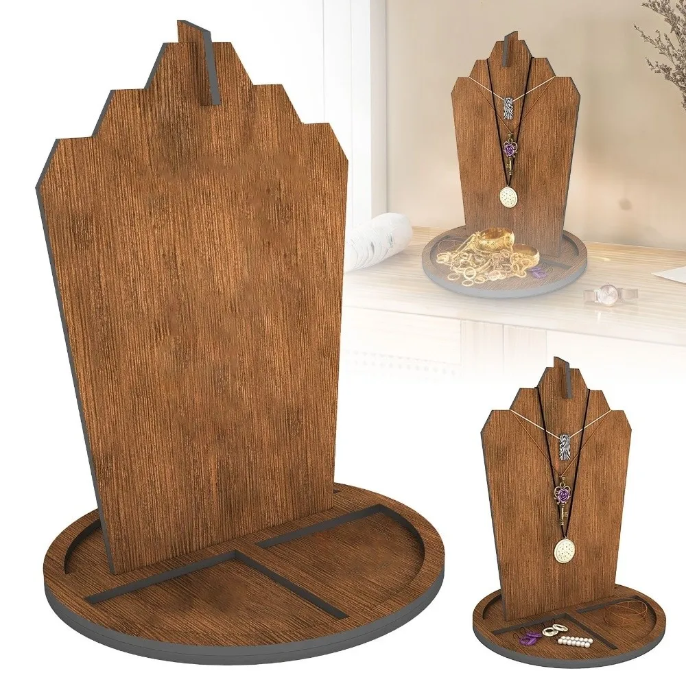 

Wooden Flame Shape Necklace Display Board Jewelry Vintage Pendant Organizer Shelf Simple Stable Necklace Display Stand Bedroom