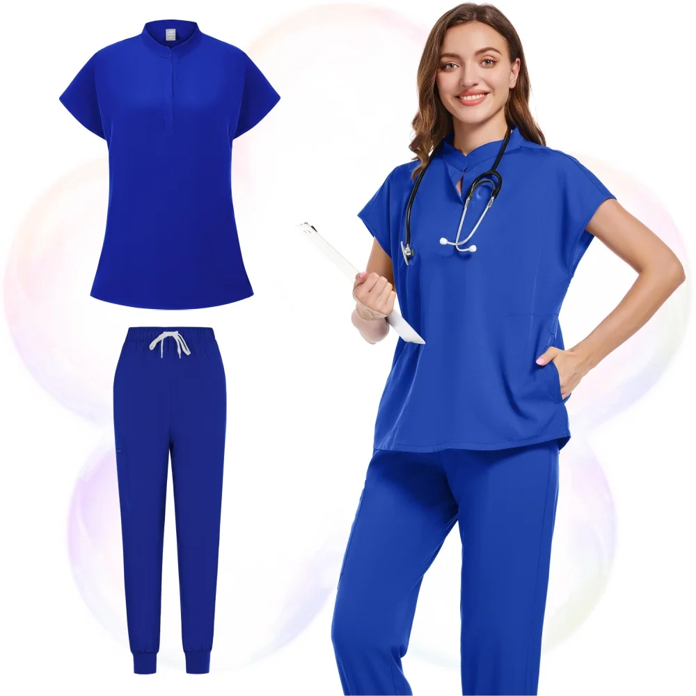Pure Color Nurse Uniform Doctor Nurse Medical Female Hospital Accessories Beauty Salon Clinic Operating Room Surgical Scrub Set