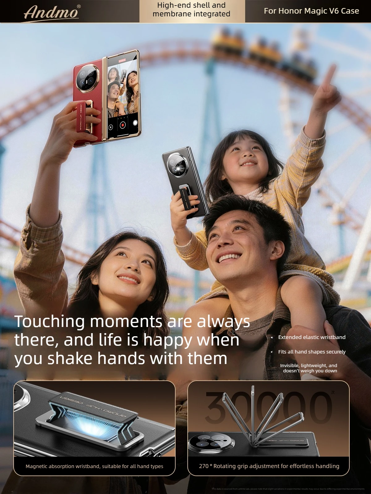 3in1 Central Axis Hinge Shell Film All-in-one Phone Case for Honor Magic V6 Luxury Genuine Leather Wristband Stand All-inclusive
