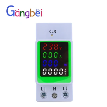 GBDQA 100A AC80-270V voltage current KWH electricity energy monitor meter VOLT AMP voltmeter ammeter wattmeter din rail