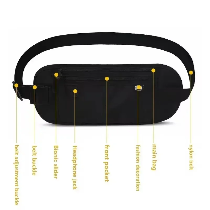 Invisible Travel Waist Pack Pouch for Passport Money Belt Bag Hidden Security Wallet Outdoor Sports Jogging Chest Pack Waist Bag