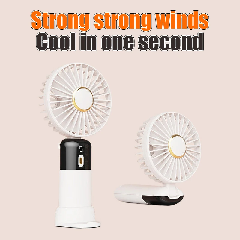 Ventola portatile personale silenziosa Mini ventola portatile ricarica USB ventola di raffreddamento pieghevole con Display digitale e cordino