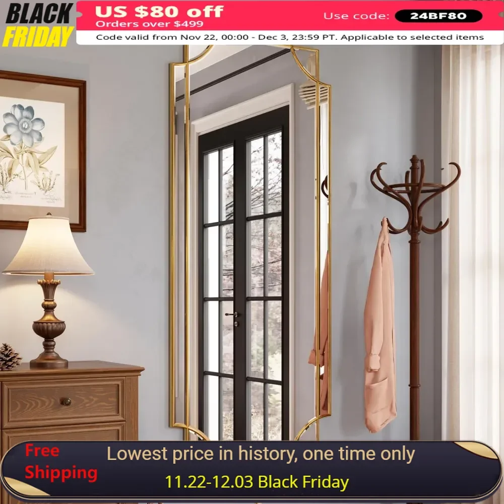 Large Gold Full Length Mirror for Wall, 60