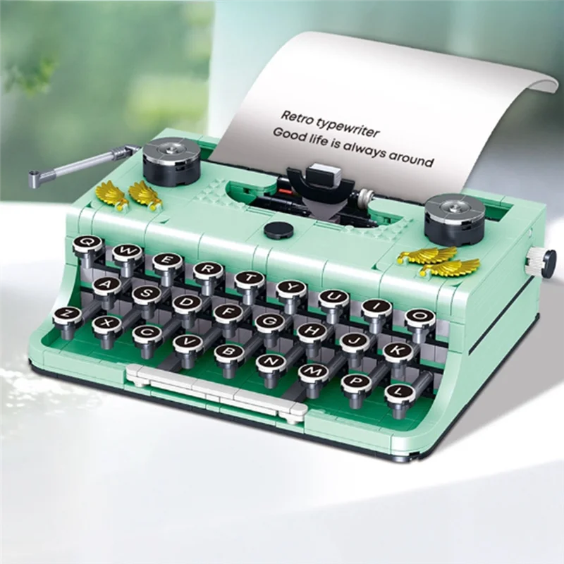 A19Q-820Pcs especialista técnico retro máquina de escrever impressora modelo bloco de construção simulação montagem tijolos diy presentes conjunto