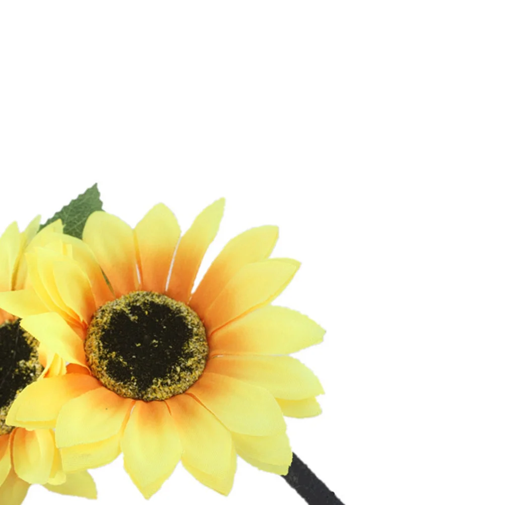 

Yellow Sunflower Flower Hair Hoop Elastic Headdress for Hawaiian Party Holiday Photo Props Simulate Headband Sunflower Hair Hoop
