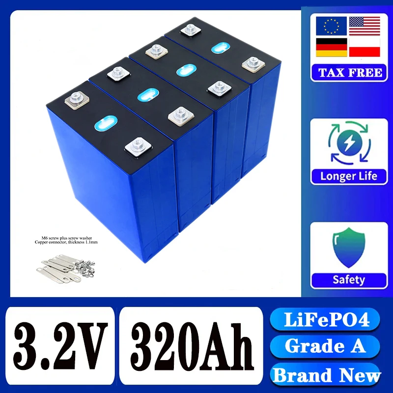 1/32PCS 3.2V 320Ah LiFePO4 Battery Lithium Iron Phosphate Batteri DIY RV EV Boats Golf Carts Home Energy Storag Cell Pack