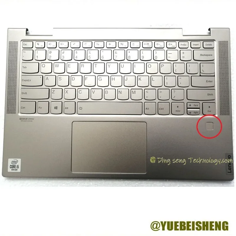 

YUEBEISHENG New For Lenovo YOGA C740-14 C740-14IML Upper Case Palmrest US keyboard Backlight Touchpad,Golden