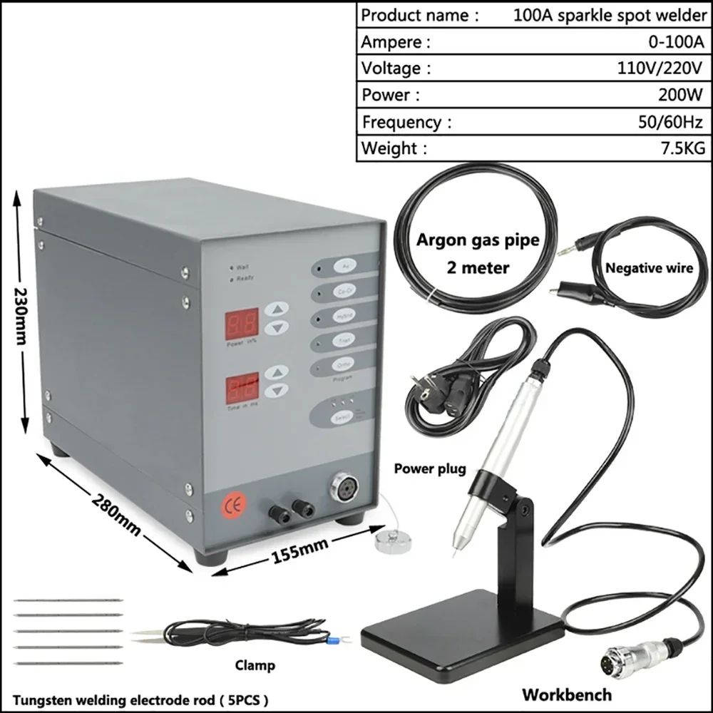 

New Pulse Spot Welder Stainless Steel Spot Welding Machine Jewelry Welding Automatic Numerical Control Pulse Argon Arc Welder 10