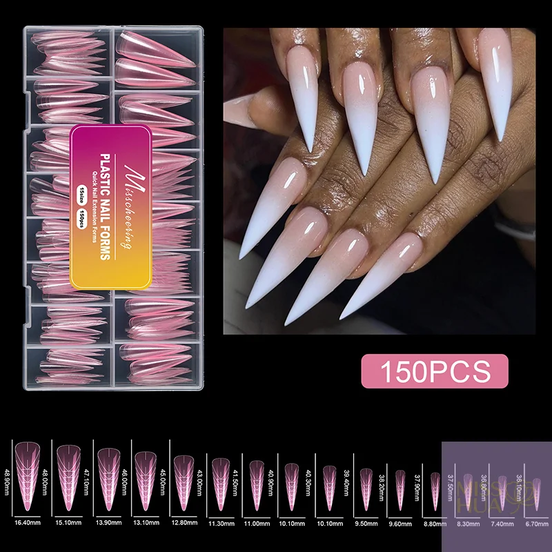 

2025 HUA YY 150 шт. двойные формы для геля для ногтей, мягкие формы для ногтей, акриловые формы с полным покрытием, накладные кончики для маникюра, наращивание HUA HUA