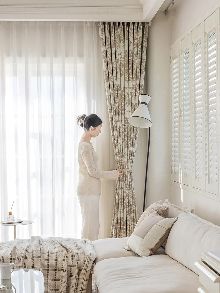 Nieuwe Chinese Kasjmier Gordijn Luxe Woonkamer Verduistering Gordijnen Chenille Pastorale Slaapkamer Gordijn Balkon Gordijnen Cortina