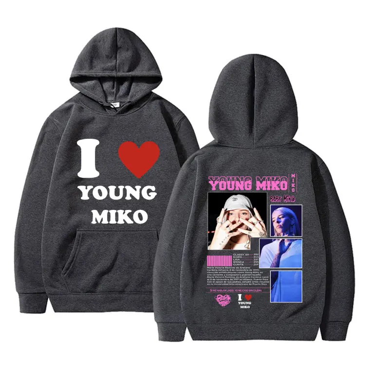 I Love Young Miko Double Sided Print Hoodie Men Women Fashion Hip Hop Sweatshirt Unisex Clothing Art Aesthetic Oversized Hoodies