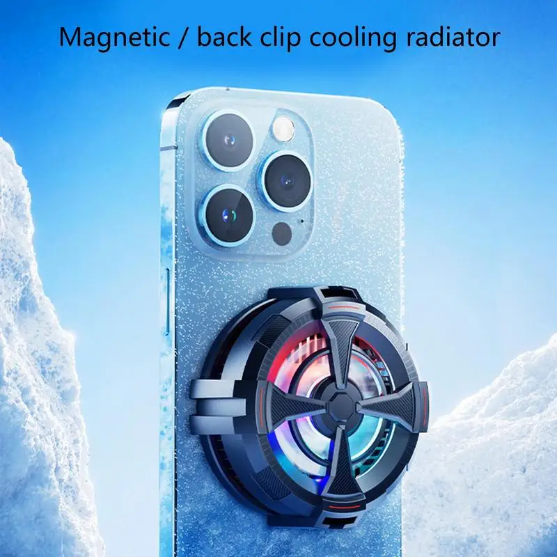 Phone Radiator Cooler Magnetic Phone Cooling Fan With Magnetic Plates LED Display RGB Lights And Instant Cooling System