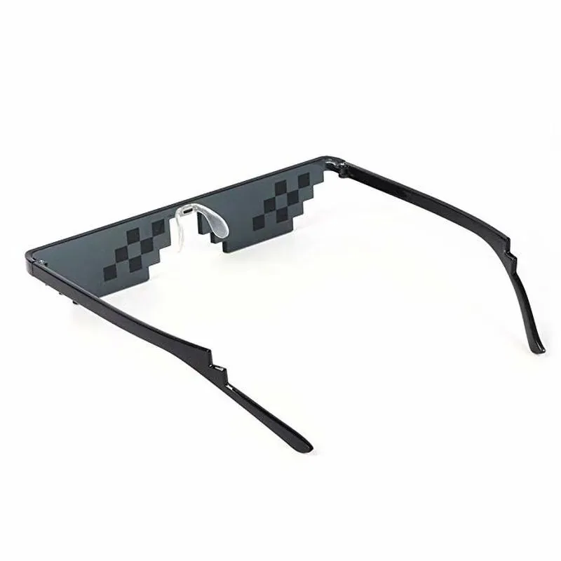 1PCS NEW Mosaic Sunglasses Pixel Black Mosaic Eyelasses 2025 Fashion Trick Thug Life Glasses Cool Jokes Funny Eyewear