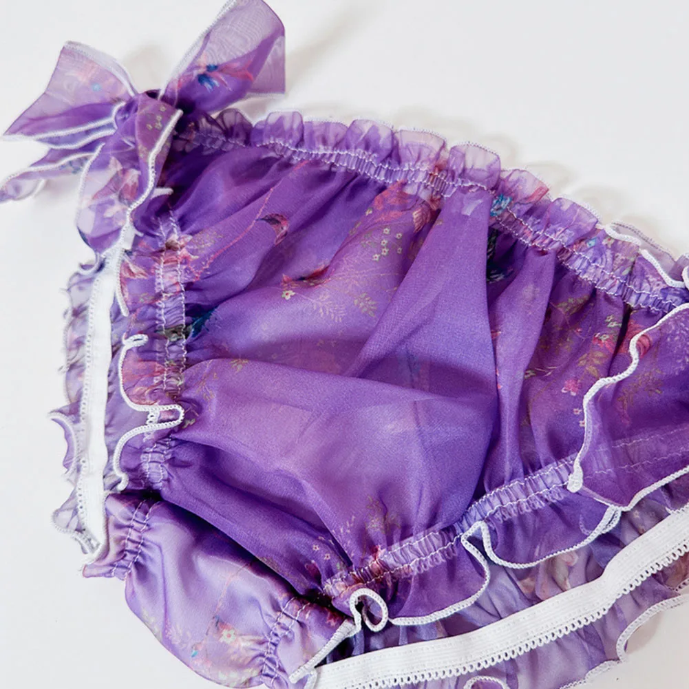 

New Fashion Briefs Underwear Tulle Wear-resistant Bow Breathable Daily Floral Lightweight Lingerie Middle Waist