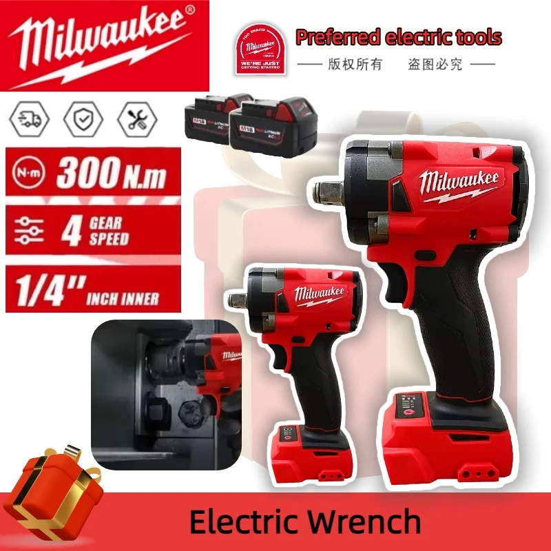 Milwaukee Compatible Electric Cordless Wrench Brushless Screwdriver Impact Drill Power Tools Car Truck Repair  For 18V Battery