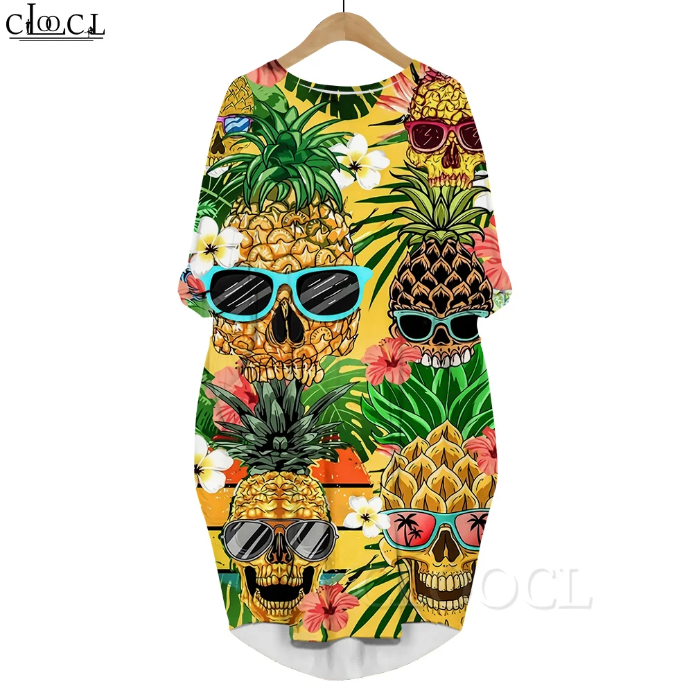 CLOOCL Vrouwen Zomerjurk Hawaii Vlinder Bankbiljetten 3D Gedrukt Losse Dochter Rok Lange Mouw Zak Jurk Casual Jurk Jurk