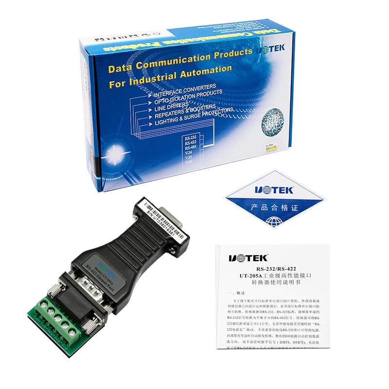 Industrial RS-232 to RS-422 Converter Adapter DB9 Male Female Connector RS232/422 Converter UT-205A