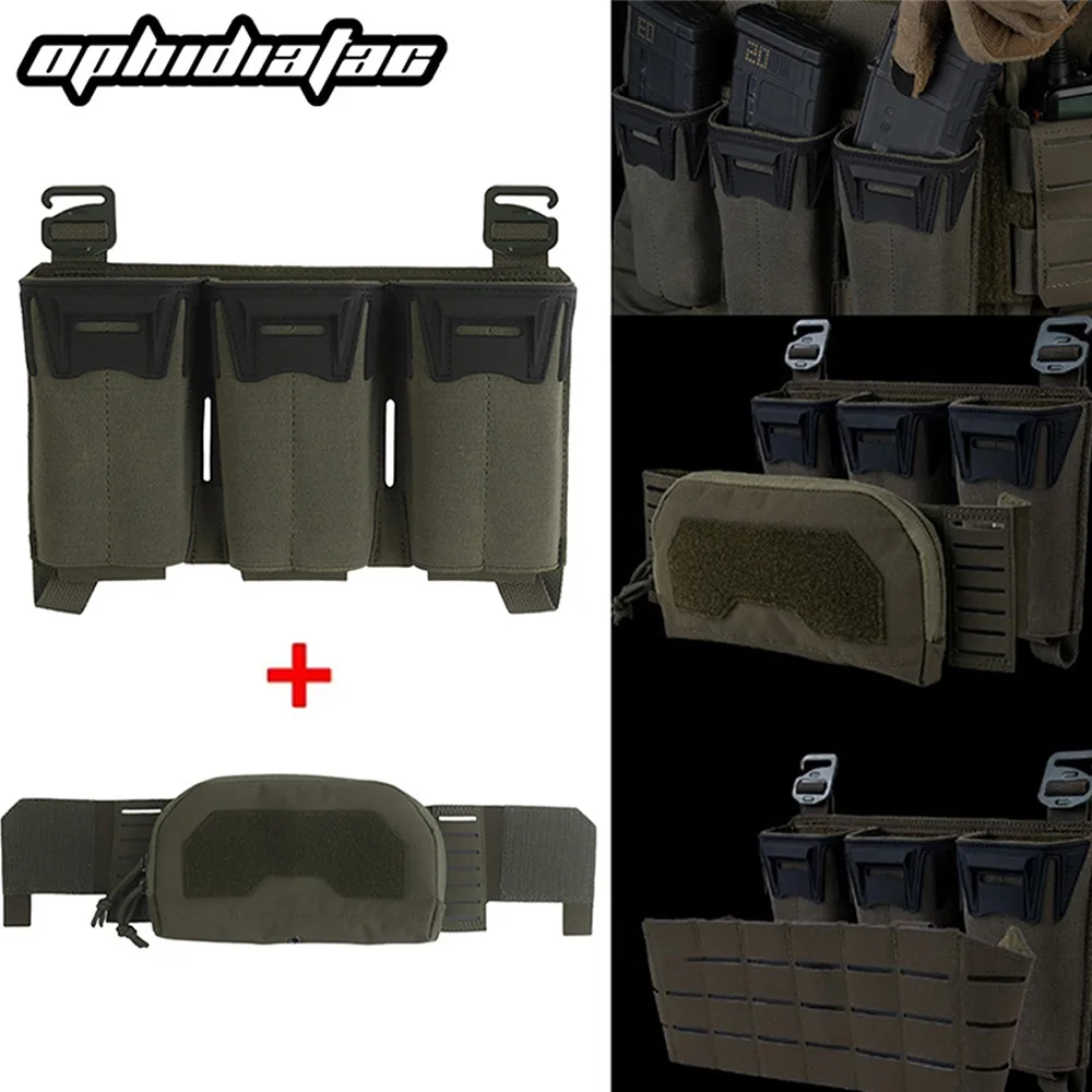 OPHIDIANTAC sac Triple Mag multi-calibre 3 5.56 Mag /6 9 mm de long sacs à magazines de style Agilit, accessoire de support de plaque de gilet de chasse