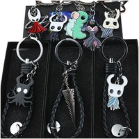 Game Keychains Hollow Knight octopus Bone Nail Logo Vintage Pendant Key Chain Leather Rope Bag Car Jewelry Gift For Women Men