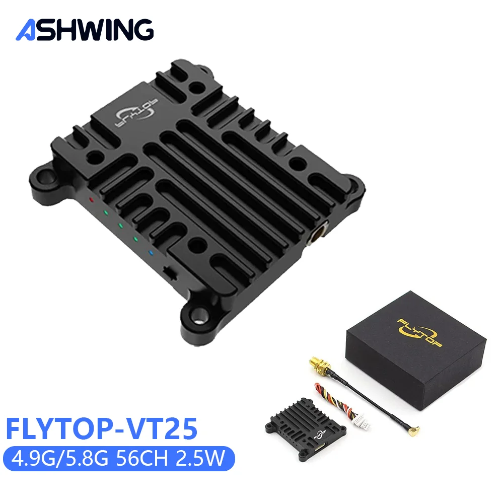 FLYTOP VT25 2.5W VTX 4.9G 5.8G 56CH High Power Video Transmitter with Antenna for Long Range FPV Racing Drone