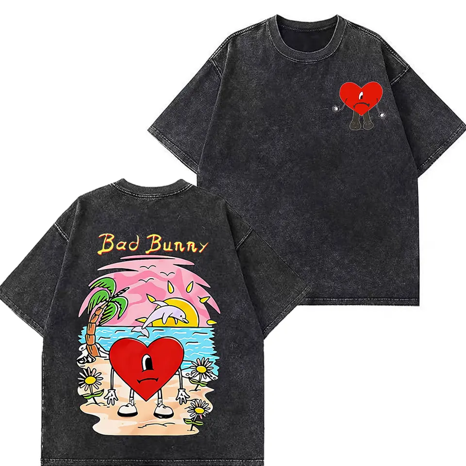 Bad Bunny Tour 2026 Black Cotton T-Shirt Men Women