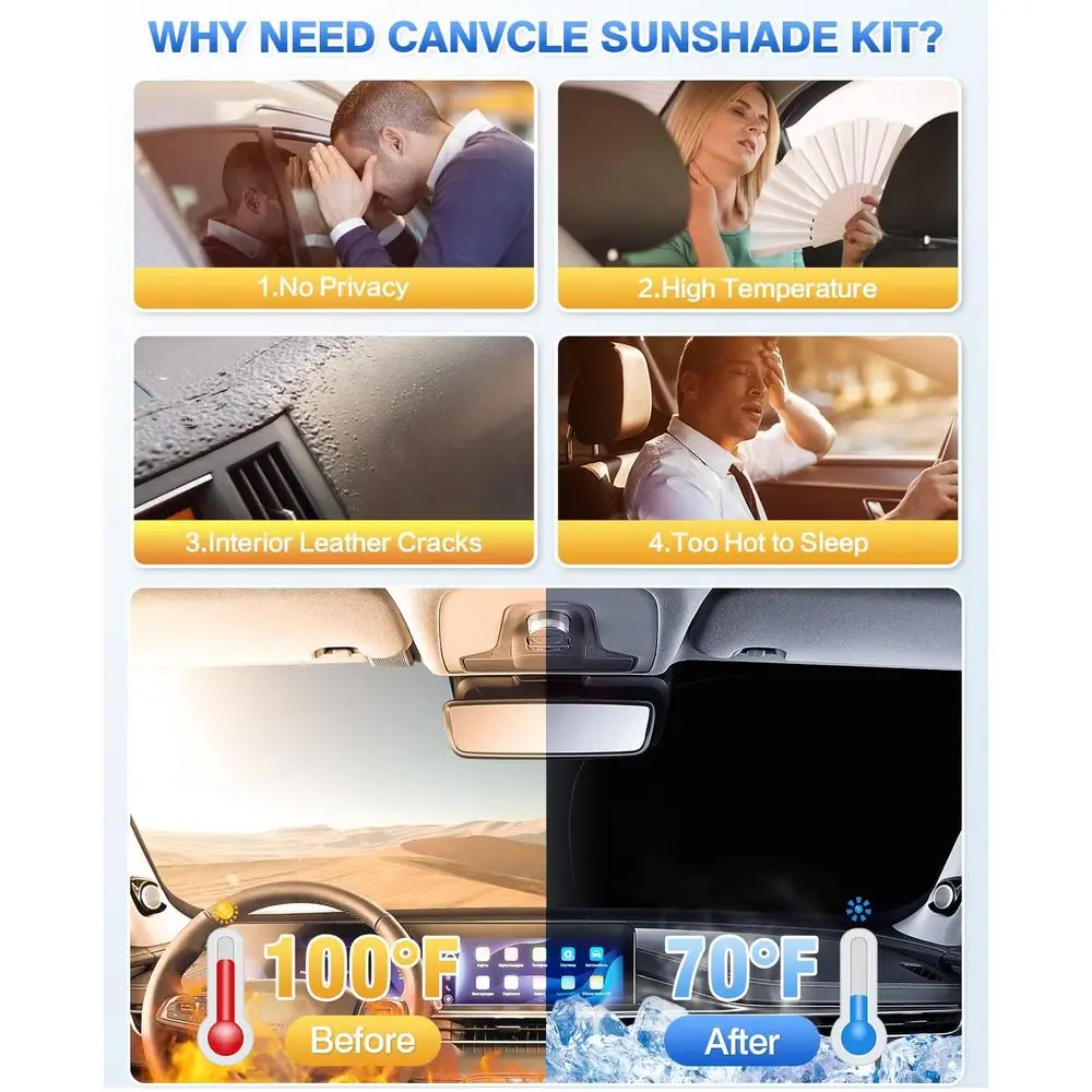 طقم مظلات تشيفي تريل بليزر أسود 2021-2026 - طقم مكون من 6 قطع للزجاج الأمامي والنوافذ الجانبية والخلفية وحماية من الأشعة فوق البنفسجية والخصوصية والتبريد #3