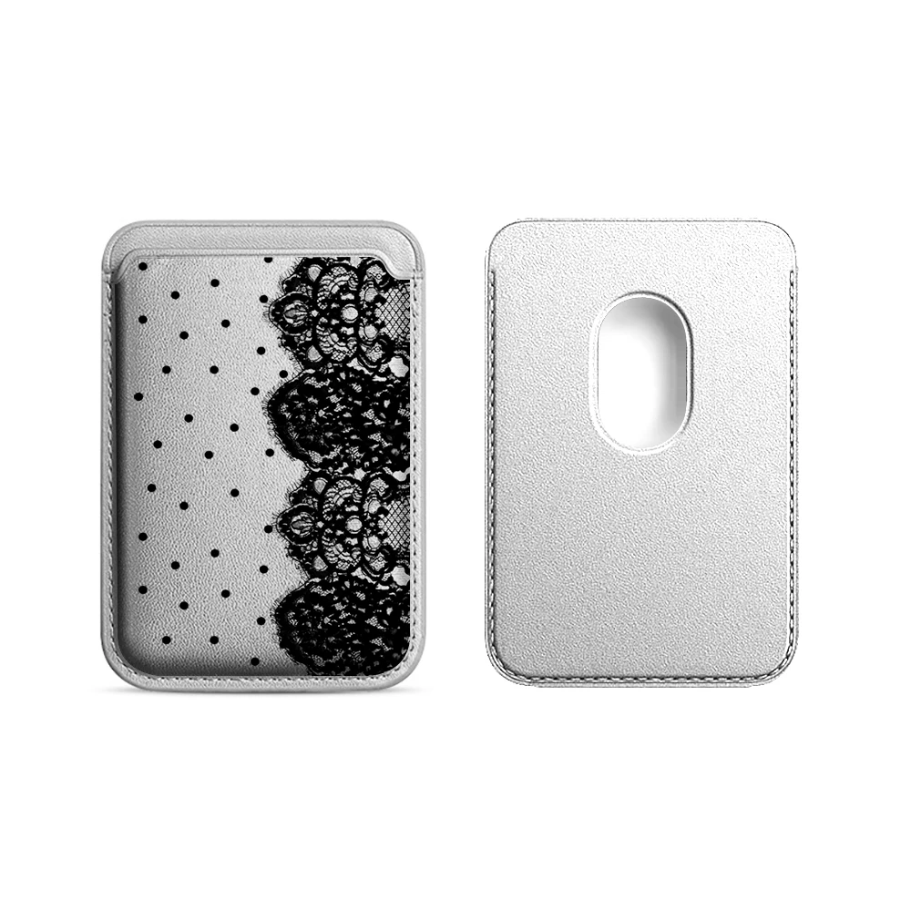 Gepunktete Spitzen-Leder-Kartenhülle Telefonkartenhalter Magnetische Hülle Geeignet für alle iPhones mit Magsafe-Kartenfunktion Rückseitentasche – Detail 20