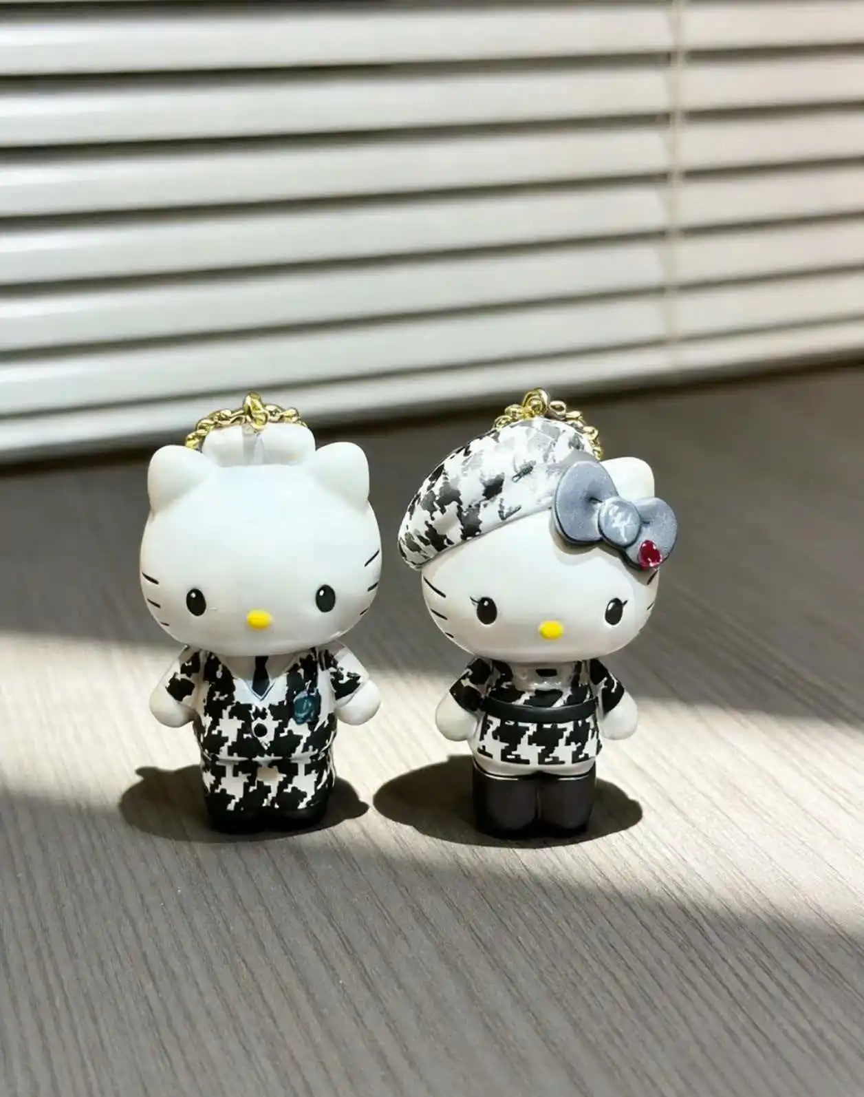 

New In Stock Cute Kt Cat Anniversary Limited Edition Black White Checkered Series Blind Box Toys Figurines And Keychains ﻿