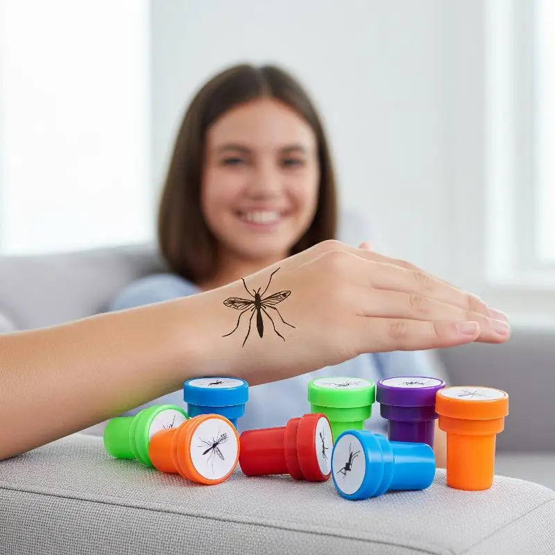 Self Inking Mosquito Pattern Stamps 4 Pack Clear Print for DIY Scrapbooking Ideal Gift for Craft Lovers