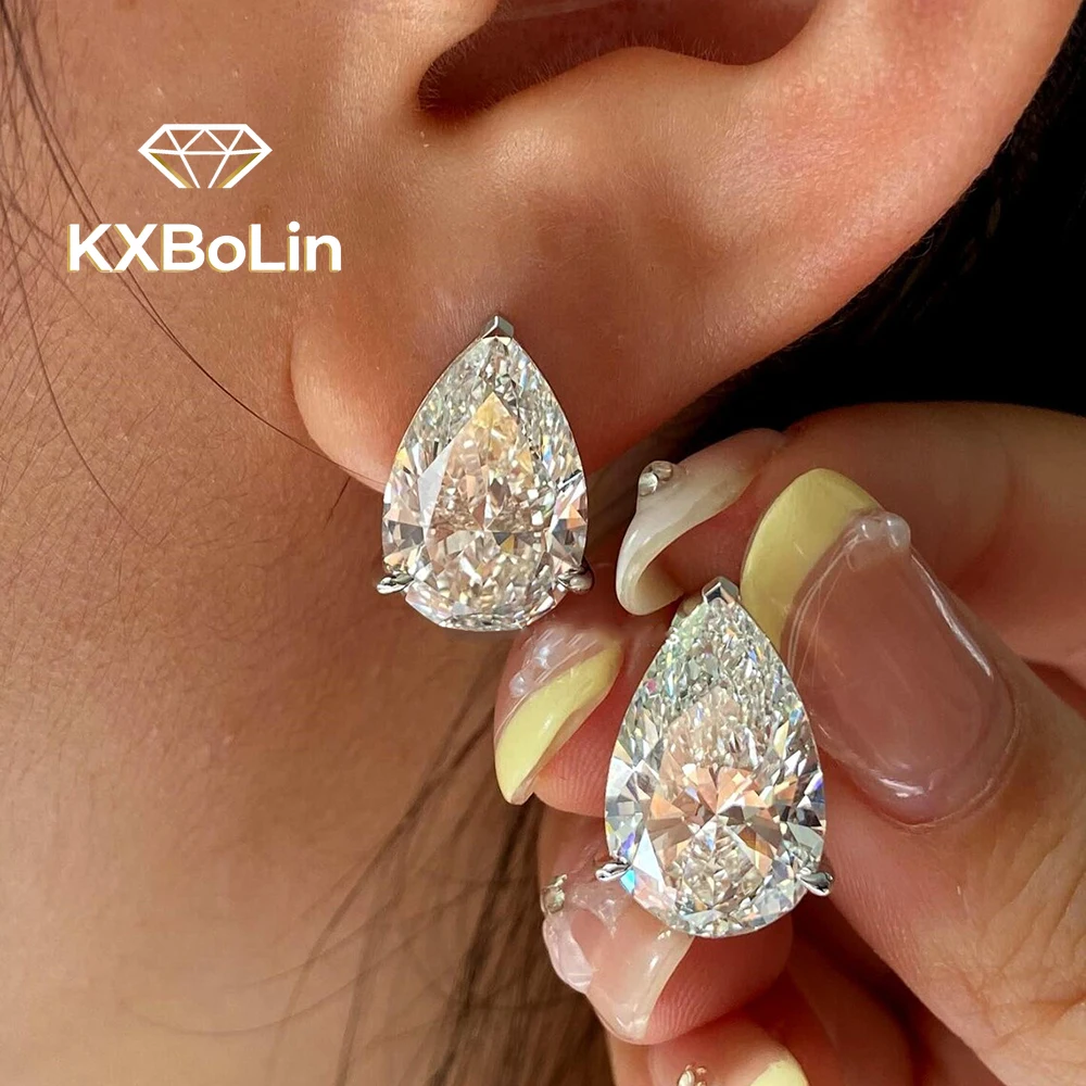 

Certified 0.5-2carat Water Drop Moissanite Stud Earrings for Women Pear Cut Solitaire Lab Diamond Earring 925 Silver Ear Studs