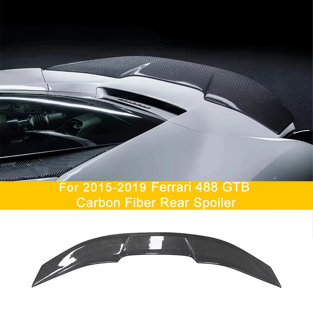 

For 2016 2017 2018 2019 Ferrari 488 GTB Dry Carbon Fiber Rear Spoiler Aerodynamic Accessories No drilling installation Body Kit