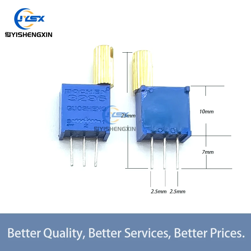 5 Stuks 3296W Handvat Potentiometer Resistenceohm Trimpot Trimmer 1K 2K 5K 10K 50K 100K 200K 1M Ohm 100r 200r 500r