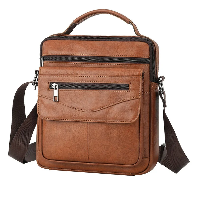 

Nesitu Highend Vintage Brown Black Genuine Leather Small Shoulder Men Women Messenger Bags for Phone Purse New M0129
