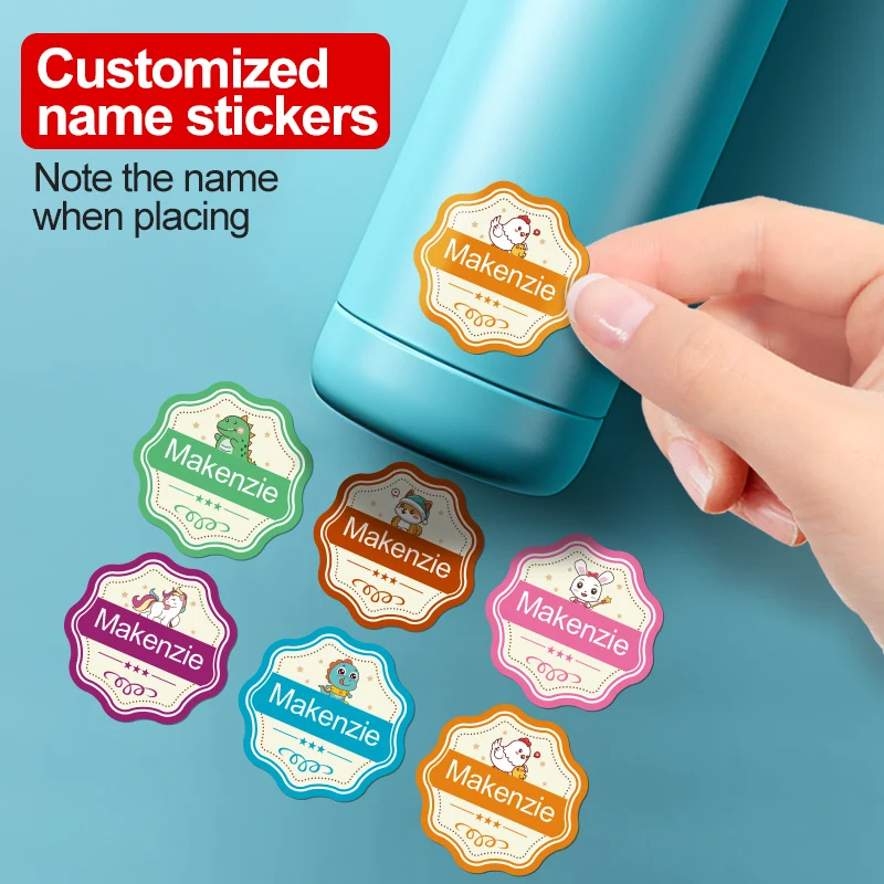 Name Stickers Customized Sticker Cartoons petal Waterproof Personalized cup bottle logo book toy Labels Children Stationery Tags