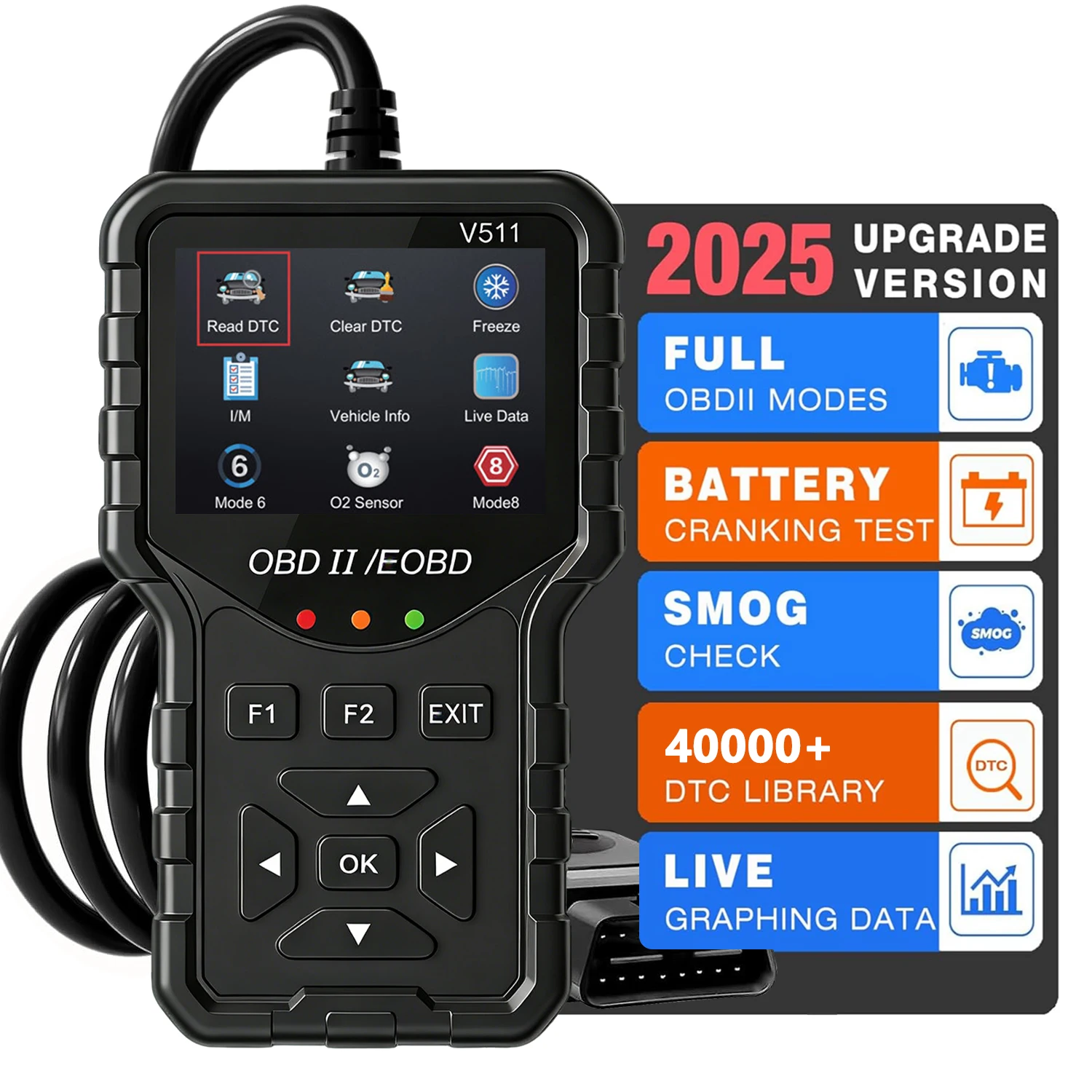 Obd2 Scanner, Reads and Erases Fault Codes, Checks the Check Engine Light, and Is a Full-Featured Automotive Diagnostic Tool
