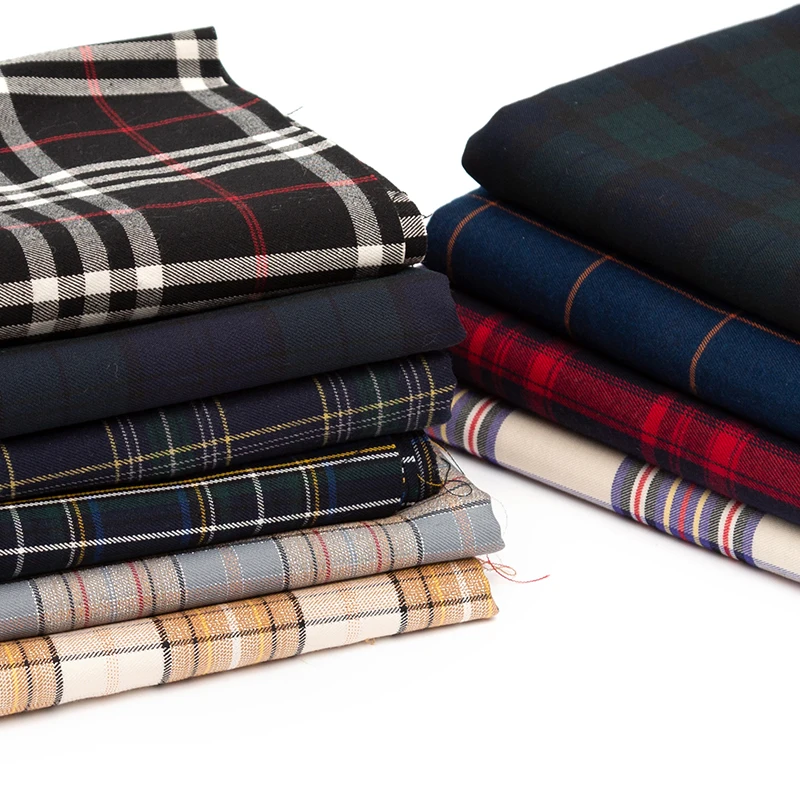 Plaid Fabric By The Meter for Clothing Dresses JK Skirts Shirts Sewing Winter Pleated British Style Polyester Cotton Twill Cloth