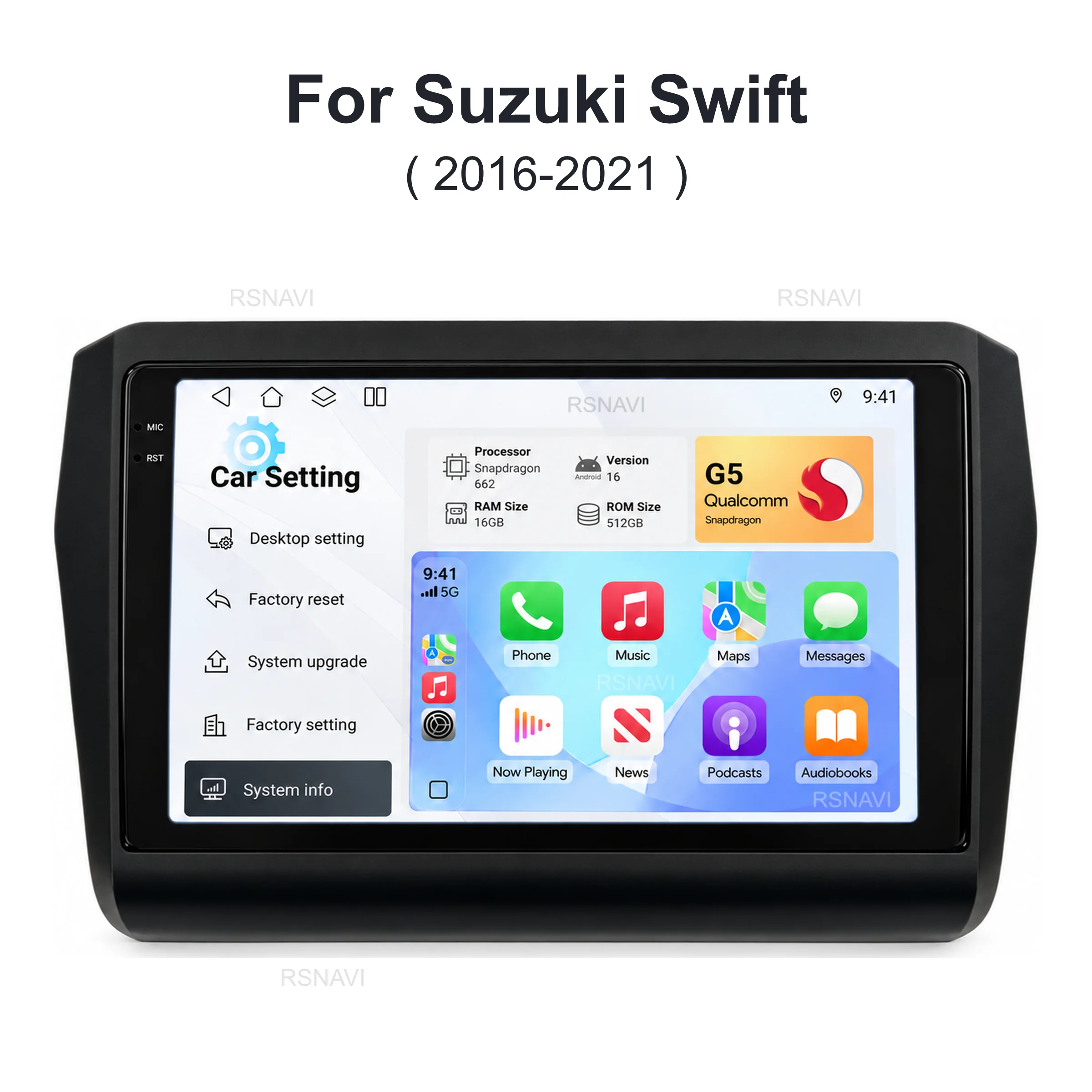 Android 16 Multimedia Player For Suzuki Swift 2017-2021 Carplay Android Auto Radio Car Radio 4G WiFi GPS DTS DSP 48EQ 2 Din DVD