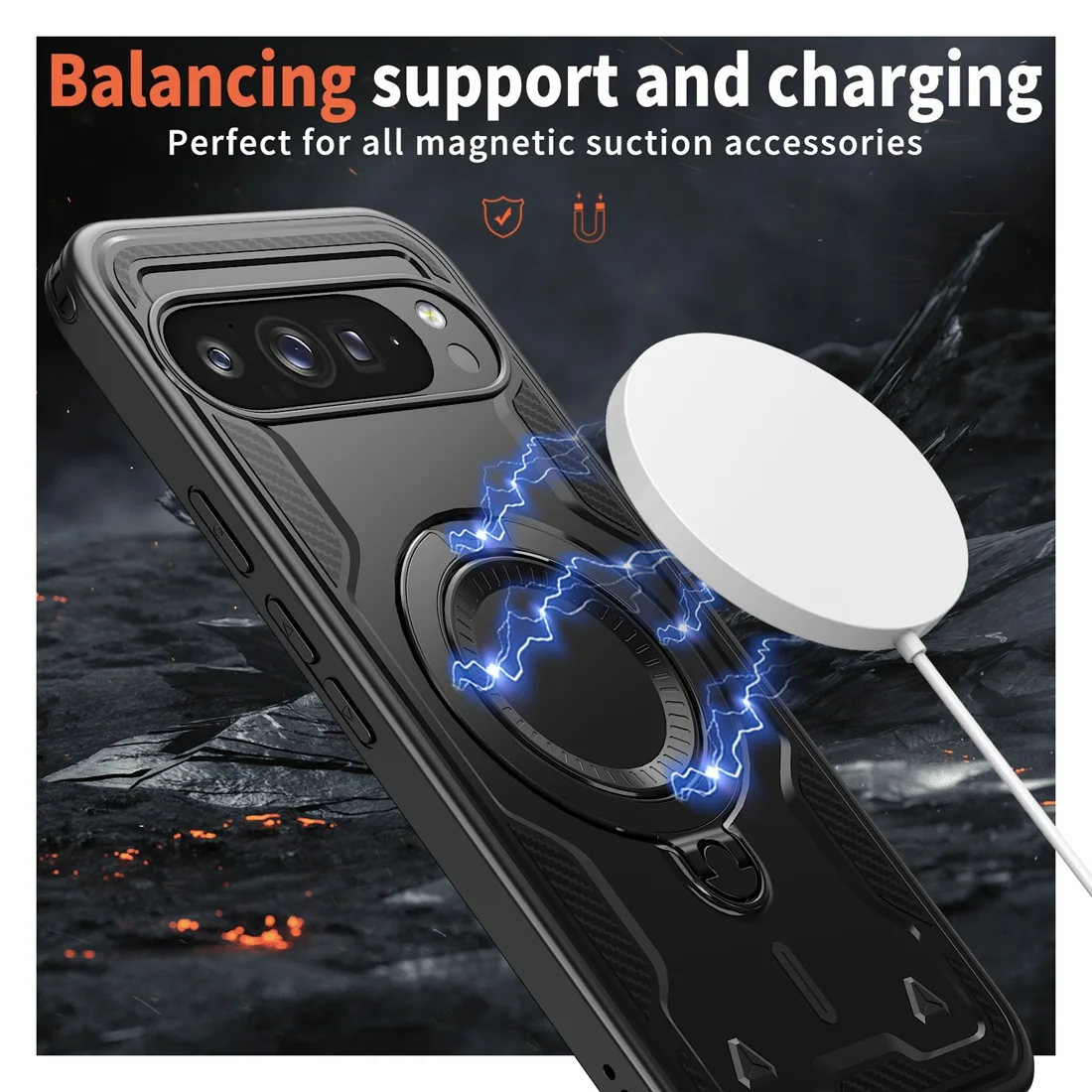 Pixel 9/9 Pro Magnetic Phone Cases,Metal Kickstand compatible With MagSafe ShockProof Case for Google Pixel 9 Pro XL/Pixel 9A