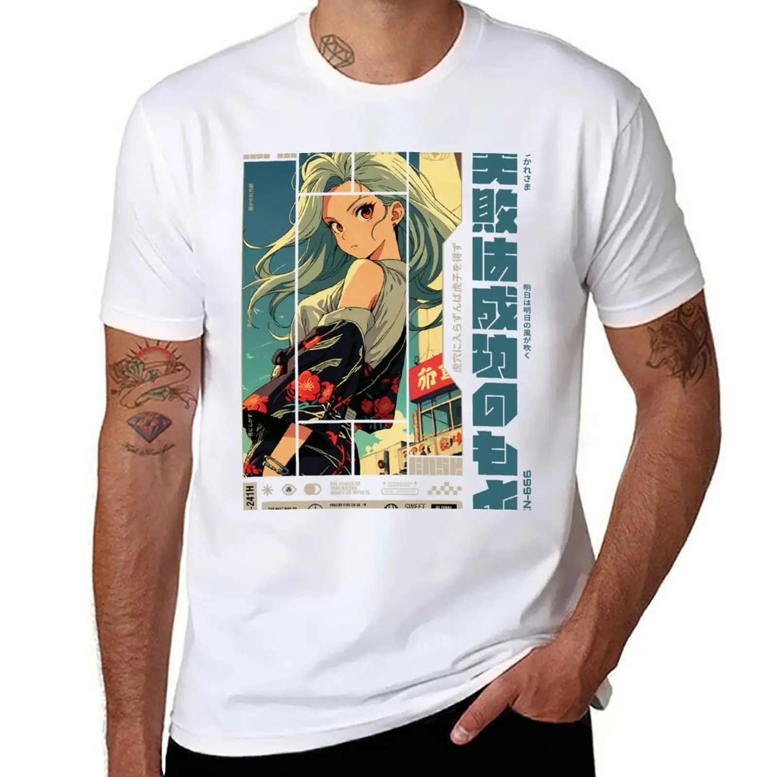 

girl on the street at sunset 2 T-Shirt men t shirt cotton 100% anime t shirts oversize T-Shirt