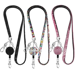 Work Card Lanyards Rhinestone Keychain Rope Anti-lost Neck Straps Phone Lanyard Badge Holder Rope Universal Hang Rope Badge Reel