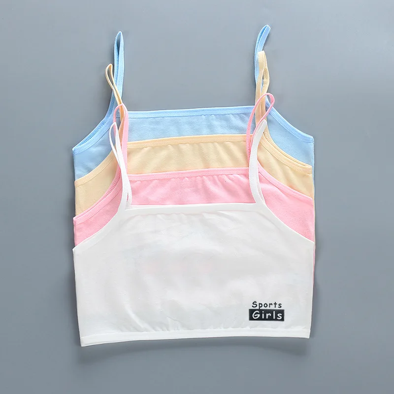 Girls\' Small Tank Top With Cotton Suspender 8-13 Years Adolescent girls Summer Bras External Wear Sports Bras Training Bra