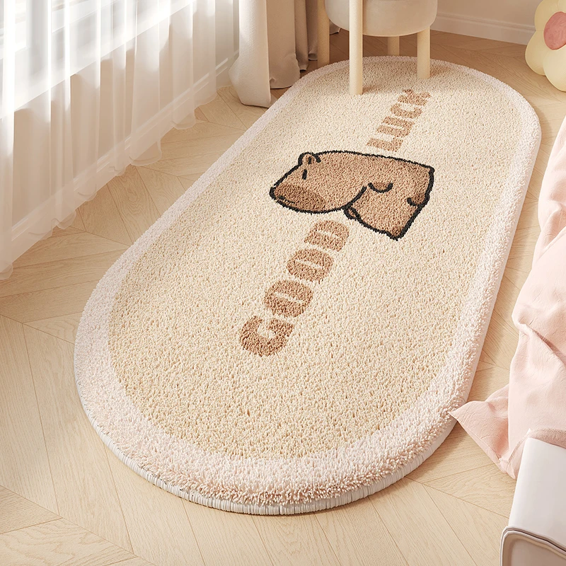 Bedroom Carpet Room Soft Fluffy Bedside Rug Cute Cartoon Capibara Rugs Long Home Decor Non-slip Floor Mat Alfombra De Dormitorio