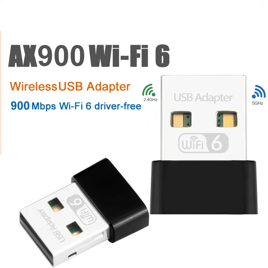 Adaptador wi-fi 6 sem fio, 900mbps, mini placa de rede usb, 2.4g e 5ghz, receptor wi-fi, antena, cartão lan para macbook, pc, acessórios